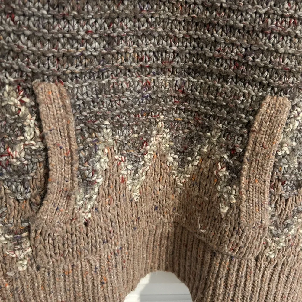 Free People Chunky Knit Sweater Gray Tan Size S - Picture 4 of 15
